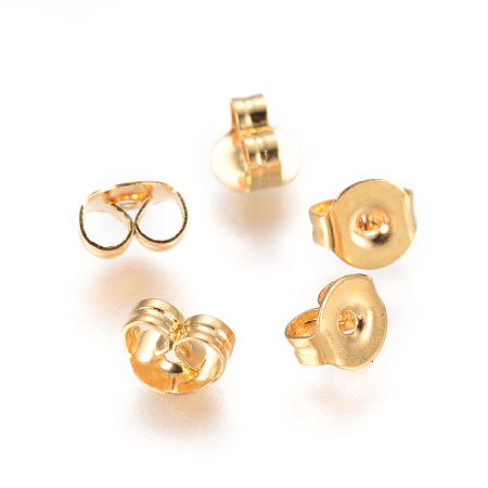 UNICRAFTALE 304 Stainless Steel Ear Nuts, Butterfly Earring Backs for Post Earrings, Golden, 4.5x5x3mm, Hole: 1mm