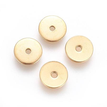 Honeyhandy Ion Plating(IP) 304 Stainless Steel Spacer Beads, Disc, Golden, 10x0.7mm, Hole: 1.2mm