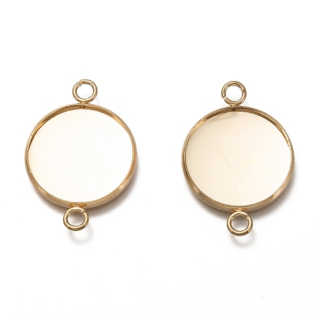 Honeyhandy 304 Stainless Steel Cabochon Connector Settings, Plain Edge Bezel Cups, Flat Round, Real 18K Gold Plated, Tray: 20mm, 31.5x22x2mm, Hole: 2.4~3mm