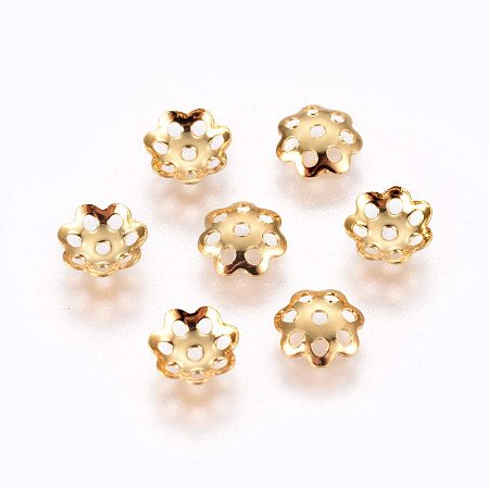 UNICRAFTALE 100pcs Multi-Petal Beads Caps Hollow Flower Beads End Caps Stainless Steel Bead Caps Spacers Flower Cap Gold Flower Beads for Bracelet Necklace Jewelry Making