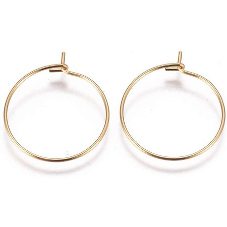 UNICRAFTALE 10 Pairs Golden Hoop Ear Wines Stainless Steel Golden Hoop Earring Ring Ear Wires for Glass Charms Jewelry Earrings Making 20x0.6mm