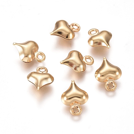 Honeyhandy 304 Stainless Steel Charms, Heart, Golden, 8.5x6x3mm, Hole: 1mm