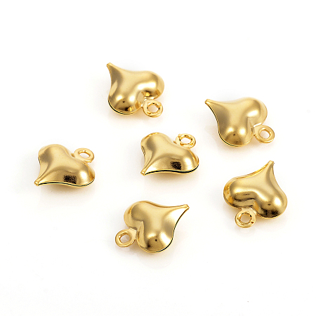 Honeyhandy 304 Stainless Steel Charms, Heart, Golden, 11.2x9x3.8mm, Hole: 1.2mm