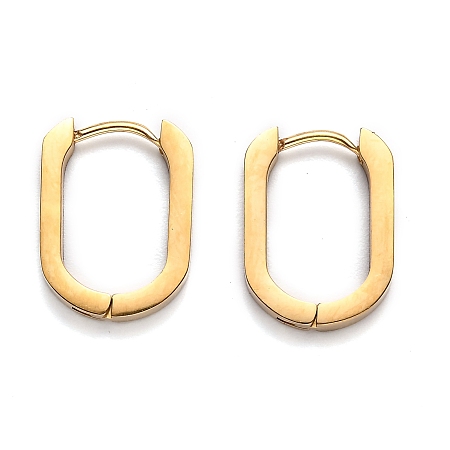 Honeyhandy 304 Stainless Steel Huggie Hoop Earrings, Oval, Golden, 17x12.5x3mm, Pin: 1mm