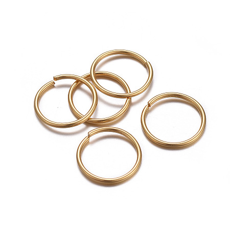 Honeyhandy 304 Stainless Steel Open Jump Rings, Real 24K Gold Plated, 18 Gauge, 12x1mm, Inner Diameter: 10mm