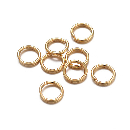Honeyhandy 304 Stainless Steel Open Jump Rings, Real 24K Gold Plated, 18 Gauge, 7x1mm, Inner Diameter: 5mm