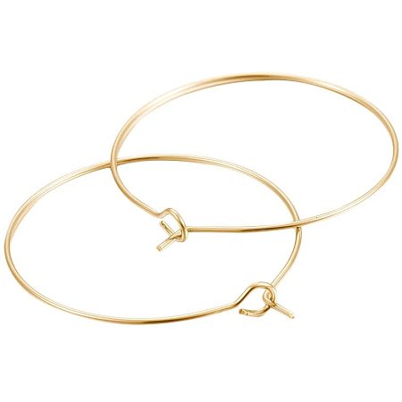 UNICRAFTALE About 100pcs Stainless Steel Hoop Earring Findings Wine Glass Charms Rings Golden Ear Wires Findings for Women Jewelry Earrings Making 35x30x0.7mm; Pin 0.7mm