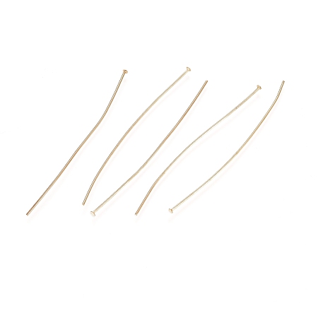 Honeyhandy 304 Stainless Steel Flat Head Pins, Real 24K Gold Plated, 50x0.6mm, 23 Gauge, Head: 1.4mm