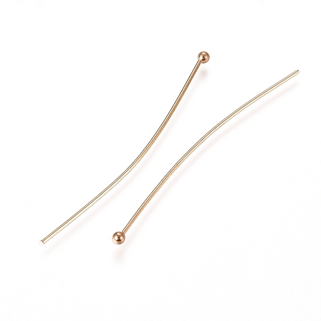 Honeyhandy 304 Stainless Steel Ball Head Pins, Real 24k Gold Plated, 40x0.6mm, 23 Gauge, Head: 1.8mm
