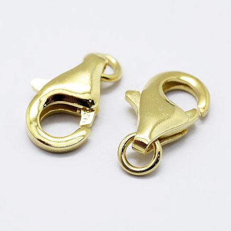 Honeyhandy 925 Sterling Silver Lobster Claw Clasps, Carved 925, Golden, 11.5mm, Hole: 1mm