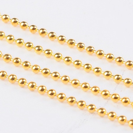 Honeyhandy Iron Ball Bead Chains, Soldered, with Spool, Golden, Bead: about 1.5mm in diameter, about 32.8 Feet(10m)/roll