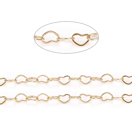 Honeyhandy Brass Heart Link Chains, Soldered, Long-Lasting Plated, Real 18K Gold Plated, 4x5x0.3mm