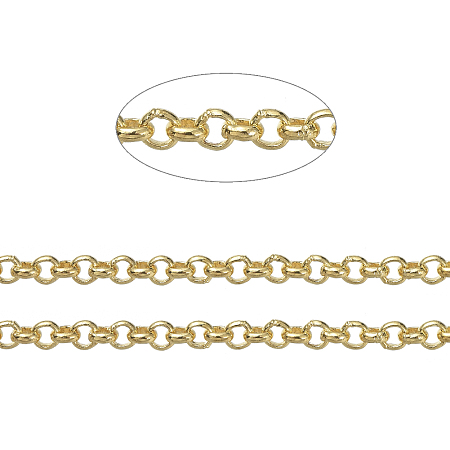 ARRICRAFT Brass Rolo Chains, Belcher Chains, Soldered, Long-Lasting Plated, with Spool, Cadmium Free & Nickel Free & Lead Free, Golden, 1.8x0.6mm, about 16.4 Feet(5m)/roll