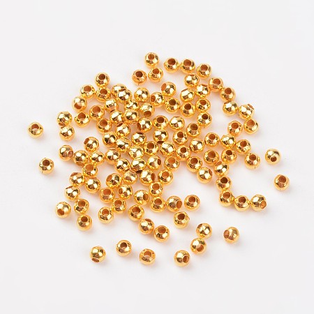 Honeyhandy Golden Round Iron Spacer Beads, Metal Findings Accessories for DIY Crafting, Metal Findings for Jewelry Making Supplies, about 3.2mm in diameter, 3mm thick, Hole: 1.2mm