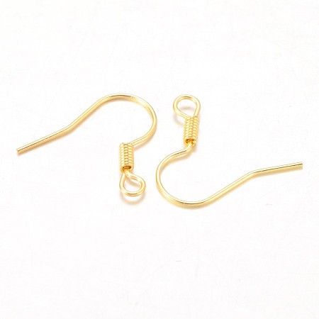Honeyhandy Iron Earring Hooks, with Horizontal Loop, Cadmium Free & Lead Free, Golden, 17x17.5mm, Hole: 2mm