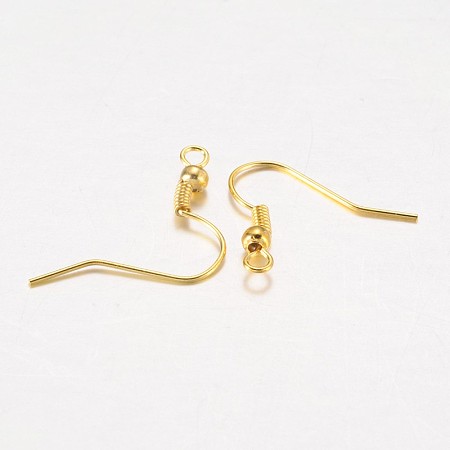 Honeyhandy Iron Earring Hooks, with Horizontal Loop, Golden, 17~19x18mm, Hole: 2mm, Pin: 0.6mm