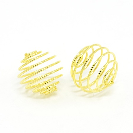 ARRICRAFT Golden Iron Round Spring Bead Cages Size 21x20mm Pack of 20 Pcs for Pendants Making