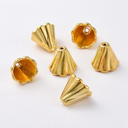 Honeyhandy Golden Tone Tibetan Style Bead Caps, Lead Free & Cadmium Free, about 13mm long, 12mm wide, hole: 2mm