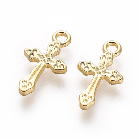 Honeyhandy Alloy Pendants, Lead Free and Cadmium Free, Cross, Golden, about 19mm long, 10.5mm wide, 2mm thick, hole: 2mm