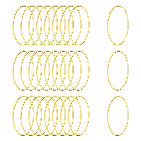 Honeyhandy Brass Linking Rings, Oval, Golden, about 16mm wide, 30mm long, 1mm thick