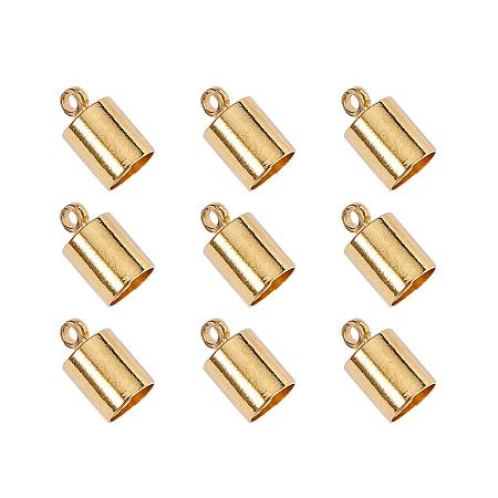 ARRICRAFT 50pcs Golden Tone Brass Necklace Cord Crimp End Caps, 9.5x6x5mm, Hole: 1.2mm