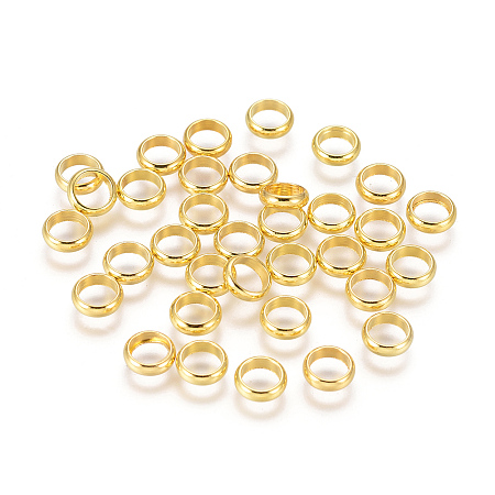 ARRICRAFT Brass Spacer Beads, Rondelle, Golden, 6x1.5(+-0.3mm)x0.5mm, Hole: 4.5mm