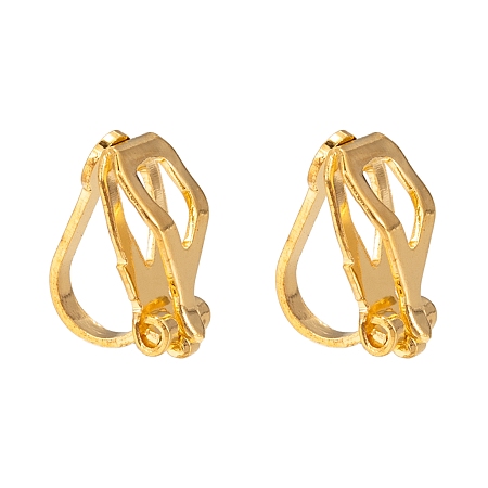 Honeyhandy Brass Clip-on Earring Findings for Non-Pierced Ears, Golden, about 6mm wide, 13mm long, 8mm thick