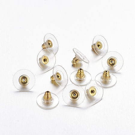 Honeyhandy Ear Nuts, Earring Backs, Golden Color, Size: about 12mm in diameter, 7mm thick, hole:  1mm