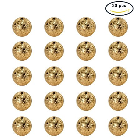ARRICRAFT 20pcs 12mm Golden Color Brass Round Spacer Stardust Beads, hole: 1.8mm