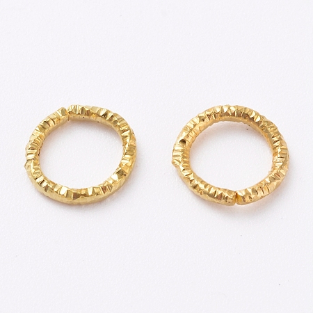 Honeyhandy Iron Textured Jump Rings, Soldered Jump Rings, for Jewelry Making, Golden, 18 Gauge, 7.5x1mm, Inner Diameter: 5.5mm