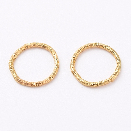 Honeyhandy Iron Textured Jump Rings, Soldered Jump Rings, for Jewelry Making, Golden, 18 Gauge, 12x1mm, Inner Diameter: 10mm