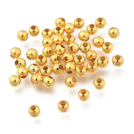 Honeyhandy Iron Spacer Beads, Long-Lasting Plated, Round, Golden, 4mm, Hole: 1.5mm