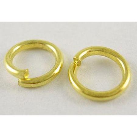 Honeyhandy Open Jump Rings, Brass, Cadmium Free & Lead Free, Golden Color, 18 Gauge, 10x1mm, Inner Diameter 8mm, about 285pcs/50g