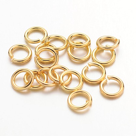 Honeyhandy 90pcs Golden Color Brass Jump Rings, Cadmium Free & Lead Free, Open Jump Rings, 18 Gauge, 6x1mm, Inner Diameter: 4mm, about 90pcs/10g