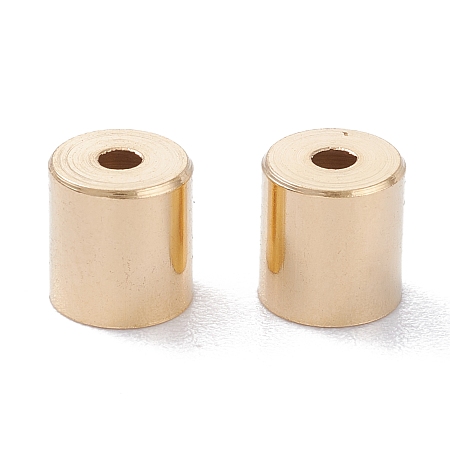 Honeyhandy Brass Cord Ends, End Caps, Long-Lasting Plated, Column, Real 24K Gold Plated, 6x5.5mm, Hole: 1.6mm, Inner Diameter: 5mm