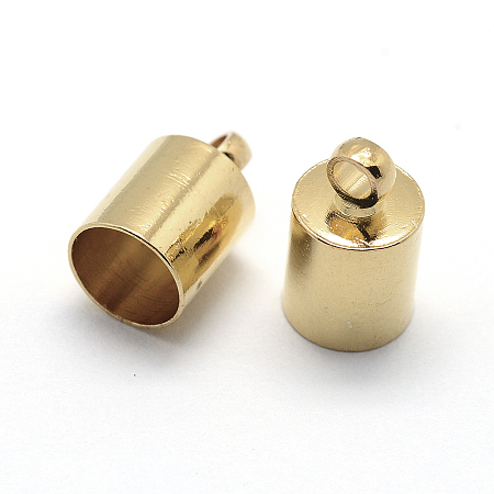 Honeyhandy Brass Cord Ends, End Caps, Golden, 10x5mm, Hole: 1mm, Inner Diameter: 4.5mm
