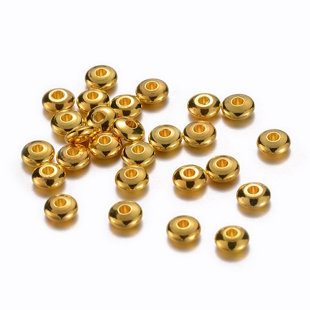 Honeyhandy Golden Brass Rondelle Spacer Beads, Cadmium Free & Lead Free, 5x2mm, Hole: 1~1.5mm
