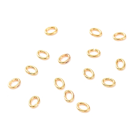 Honeyhandy Brass Open Jump Rings, Long-Lasting Plated, Oval, Real 18K Gold Plated, 21 Gauge, 4x3x0.7mm, Inner Diameter: 1.5x2.5mm