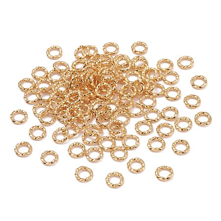 Honeyhandy Brass Open Jump Rings, Long-Lasting Plated, Twist Ring, Real 18K Gold Plated, 18 Gauge, 6x1mm, Inner Diameter: 4mm