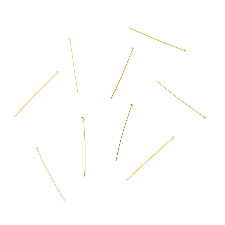 Honeyhandy Brass Flat Head Pins, Long-Lasting Plated, Real 18K Gold Plated, 25x0.5mm, Head: 1mm