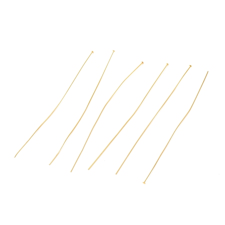 Honeyhandy Brass Flat Head Pins, Real 18K Gold Plated, 102x0.7mm, Head: 2mm
