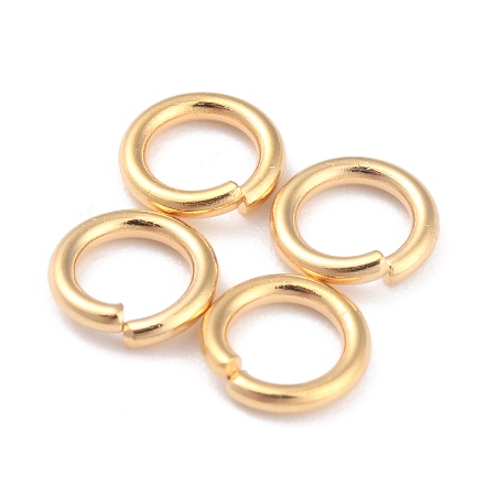 Honeyhandy Rack Plating Brass Jump Rings, Open Jump Rings, Long-Lasting Plated, Real 24K Gold Plated, 6x1mm, 18 Gauge, Inner Diameter: 4mm