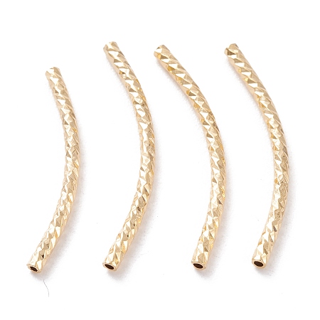 Honeyhandy Brass Tube Beads, Long-Lasting Plated, Curved Beads, Tube, Real 24K Gold Plated, 25x1.5mm, Hole: 0.8mm