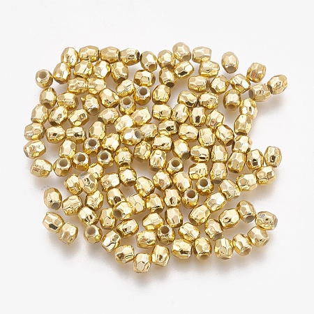 ABS Plastic Beads, Environmental Electroplated Beads, Faceted, Barrel, Golden Plated, 3.5~4x3.5mm, Hole: 1.5mm; about 1500pcs/50g