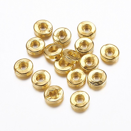 Honeyhandy Tibetan Style Spacer Beads, Lead Free & Cadmium Free, Donut, Golden, 6x2mm, Hole: 2.5mm