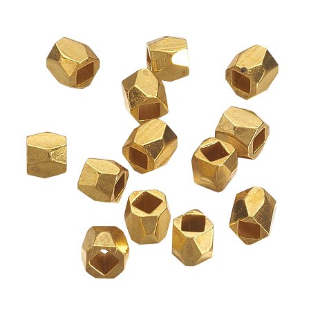Nbeads Golden Alloy Faceted Column Bead Spacers, 3x3mm, Hole: 1.5mm