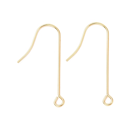 Honeyhandy 316 Surgical Stainless Steel Earring Hooks, Ear Wire, with Horizontal Loops, Golden, 28mm, Hole: 1.8mm, Pin: 0.7mm