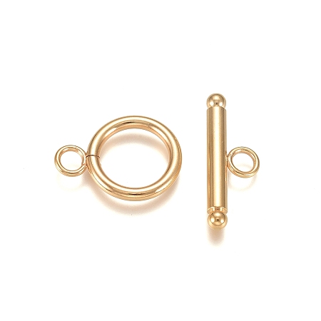 Honeyhandy 304 Stainless Steel Toggle Clasps, Golden, Ring: 18.5x14x2mm, Hole: 3mm, Bar: 22x7x3mm, Hole: 2.5mm