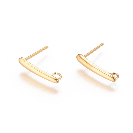 Honeyhandy 304 Stainless Steel Ear Stud Components, with Loop, Golden, 15x3mm, Hole: 1.8mm, Pin: 0.7mm