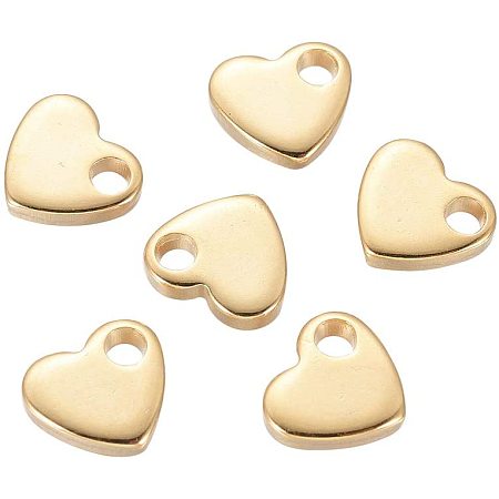 UNICRAFTALE 20pcs Mini Heart Chain Extender Drop Stainless Steel Pendant Flat Metal Charms for Women Girlfriend Gift Necklace Jewelry Making 6x7x1.5mm